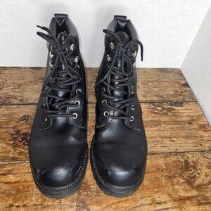 Mens State Street Hard Toe Black Synthetic Leather Waterproof Work Boots Size 10
